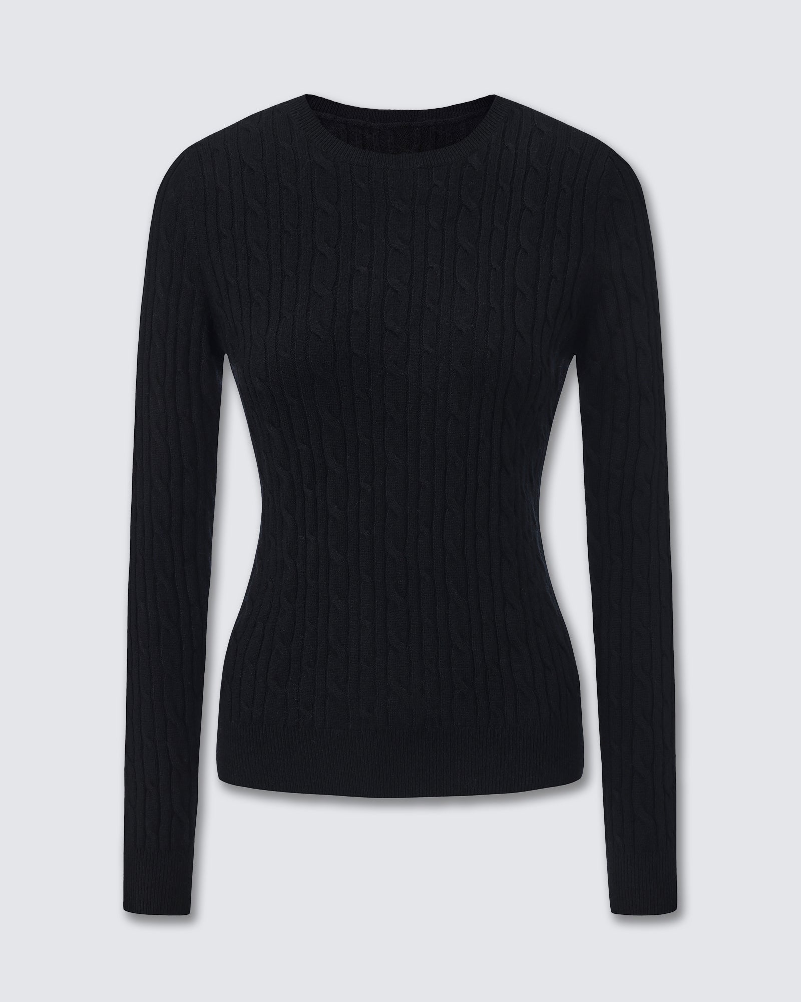 Women's 100% Pure Cashmere Cable Knit Crew Neck Sweater