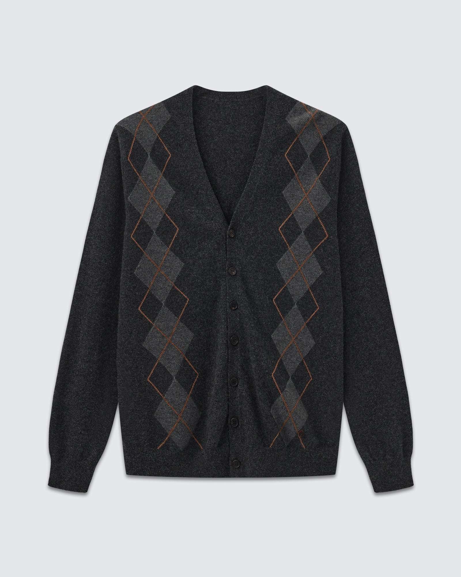 Men's 100% Pure Cashmere Argyle V-Neck Cardigan