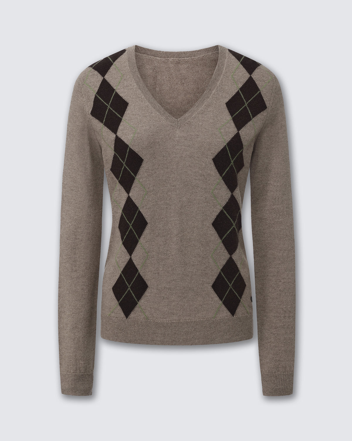 Women's 100% Pure Cashmere Argyle V-Neck Sweater
