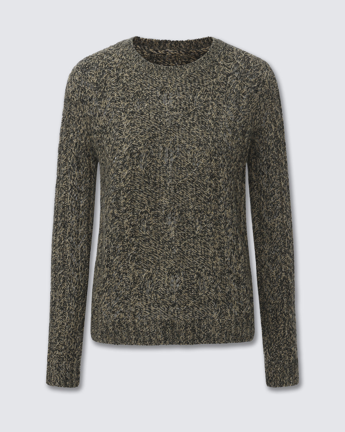 Women's Cashmere Silk Cable Knit Crew Neck Sweater