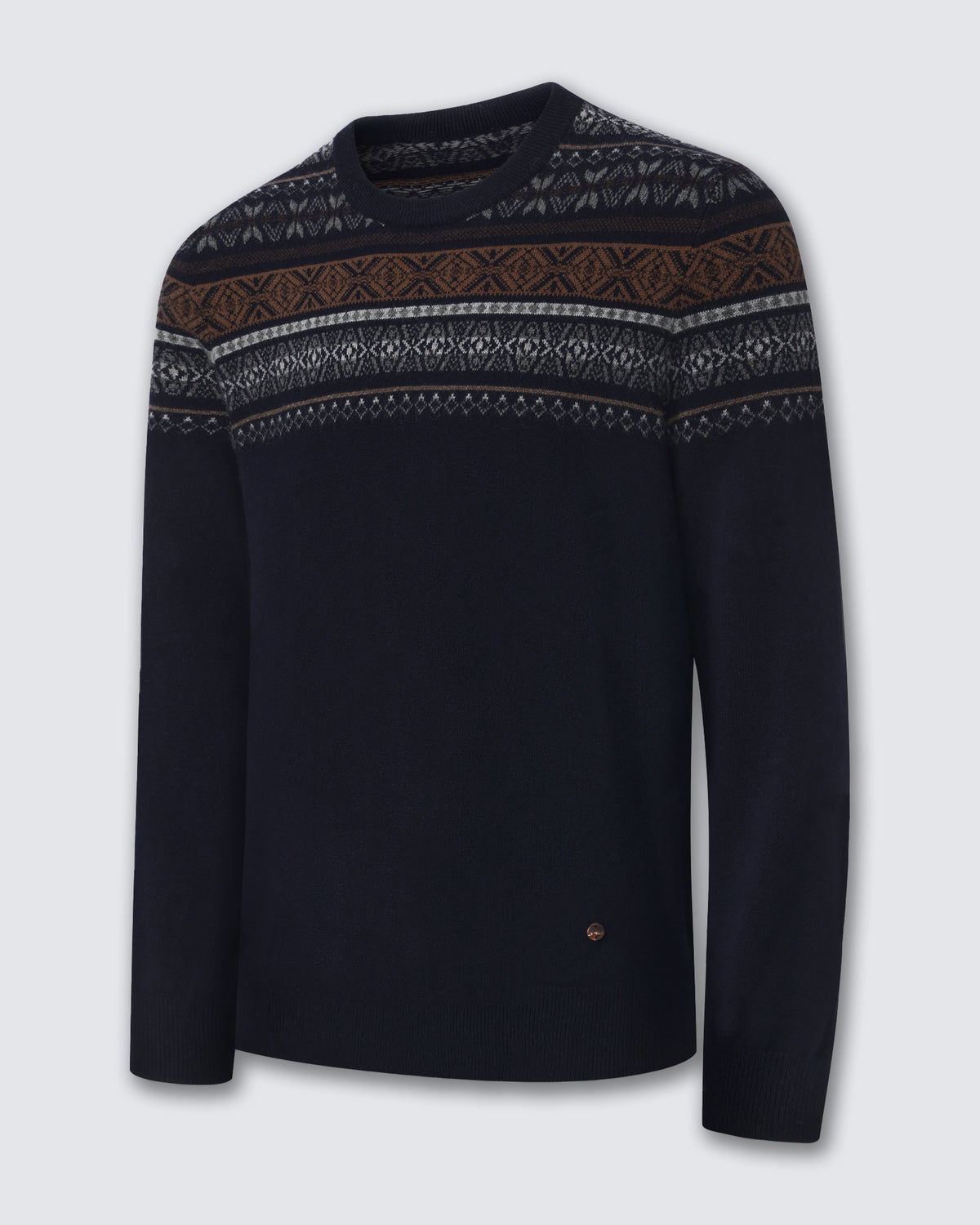Men's 100% Pure Cashmere Fair Isle Crew Neck Sweater
