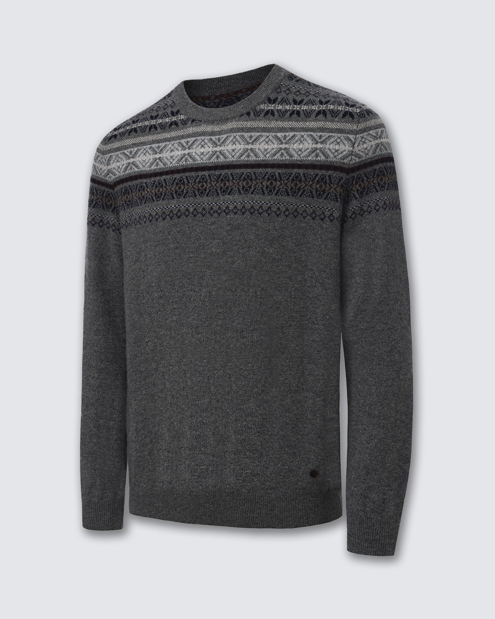 Men's 100% Pure Cashmere Fair Isle Crew Neck Sweater