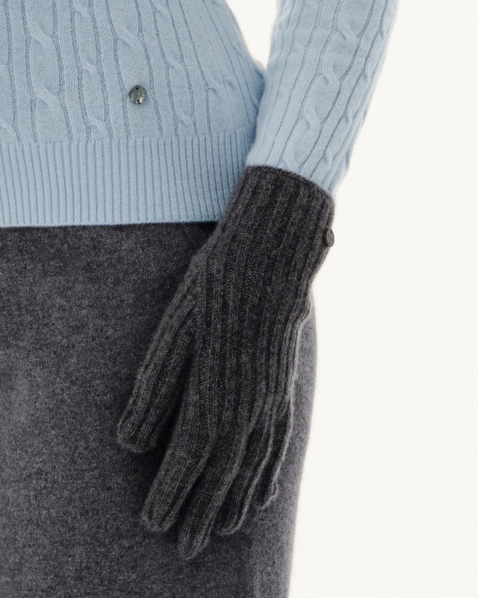 Women's 100% Pure Cashmere Ribbed Gloves