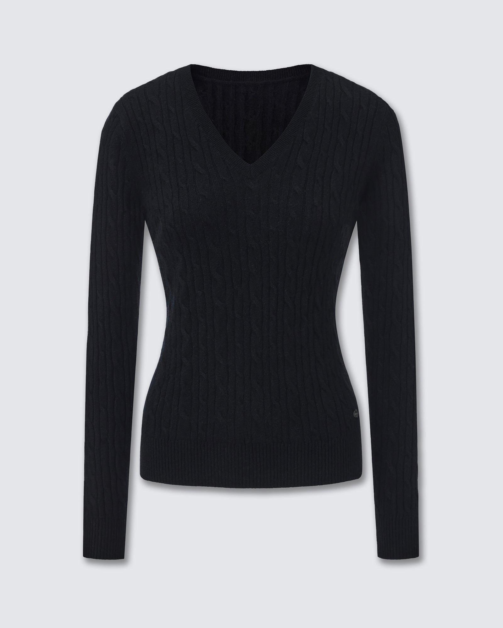 Women's 100% Pure Cashmere Cable Knit V-Neck Sweater
