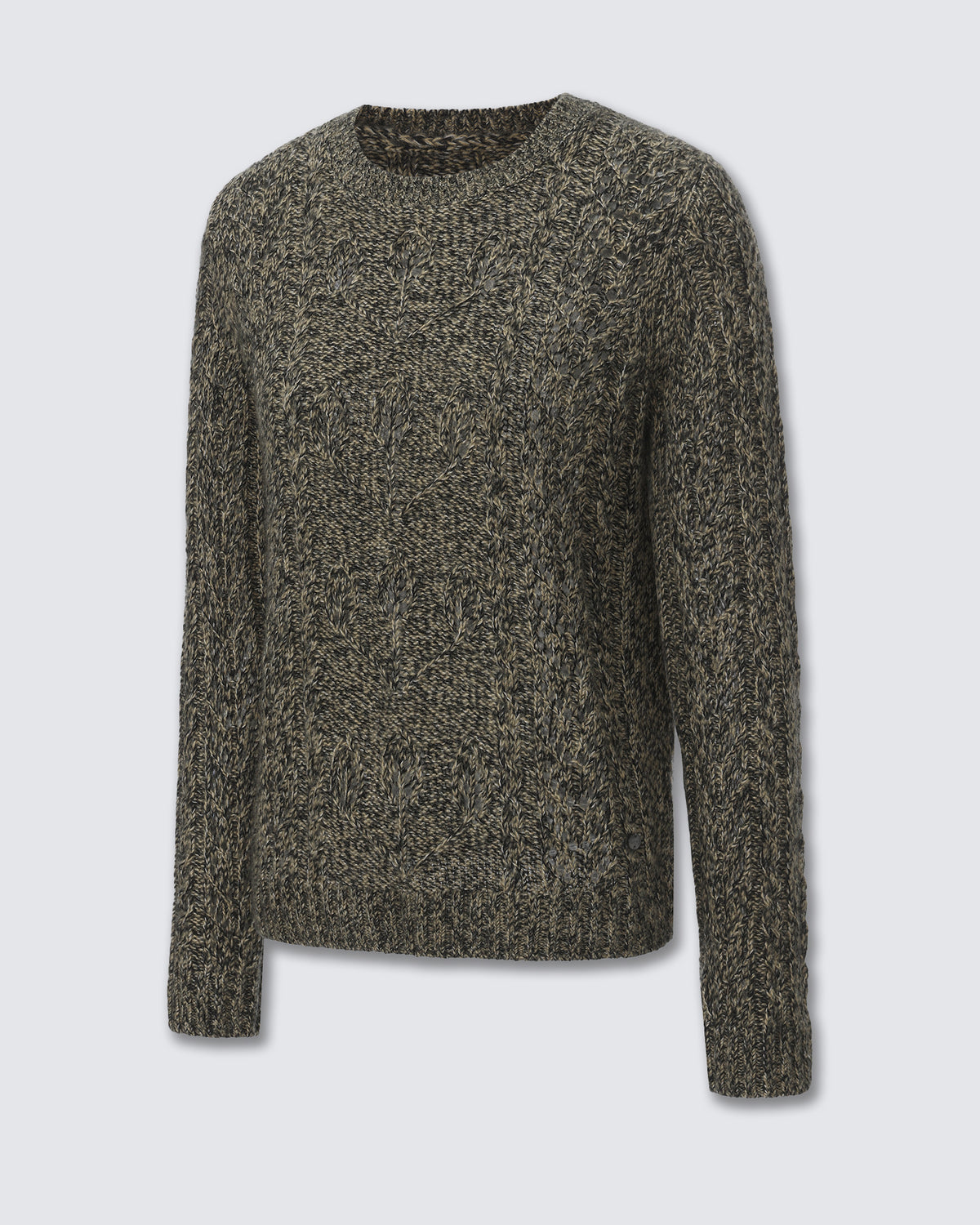 Women's Cashmere Silk Cable Knit Crew Neck Sweater