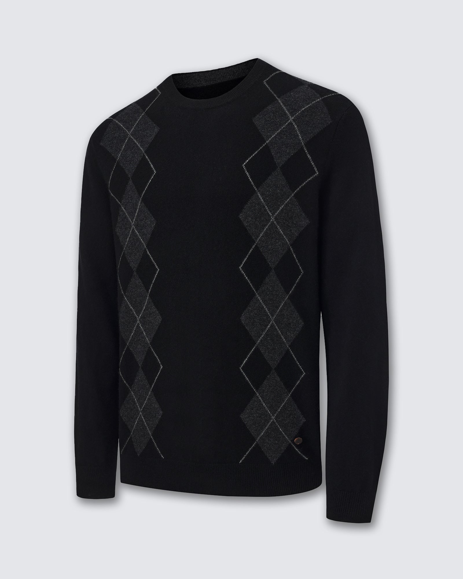 Men's 100% Cashmere Argyle Crew Neck Sweater