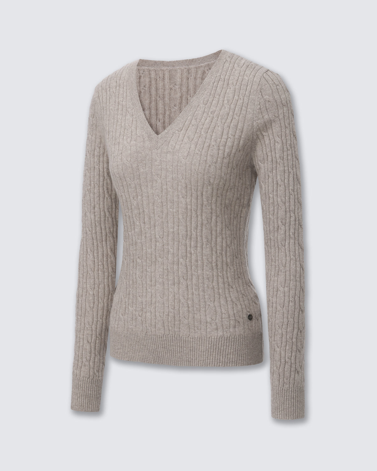 Women's 100% Pure Cashmere Cable Knit V-Neck Sweater