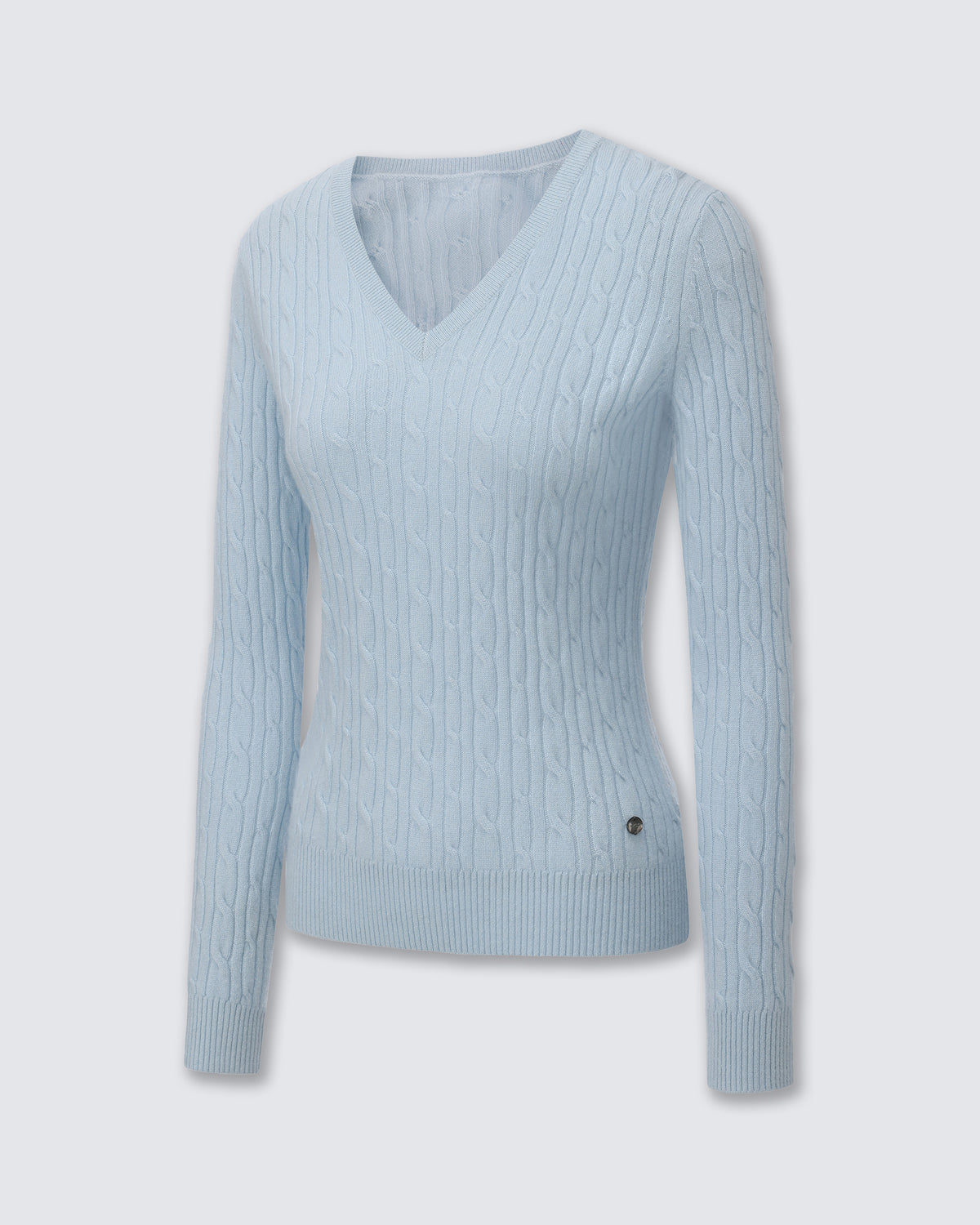 Women's 100% Pure Cashmere Cable Knit V-Neck Sweater