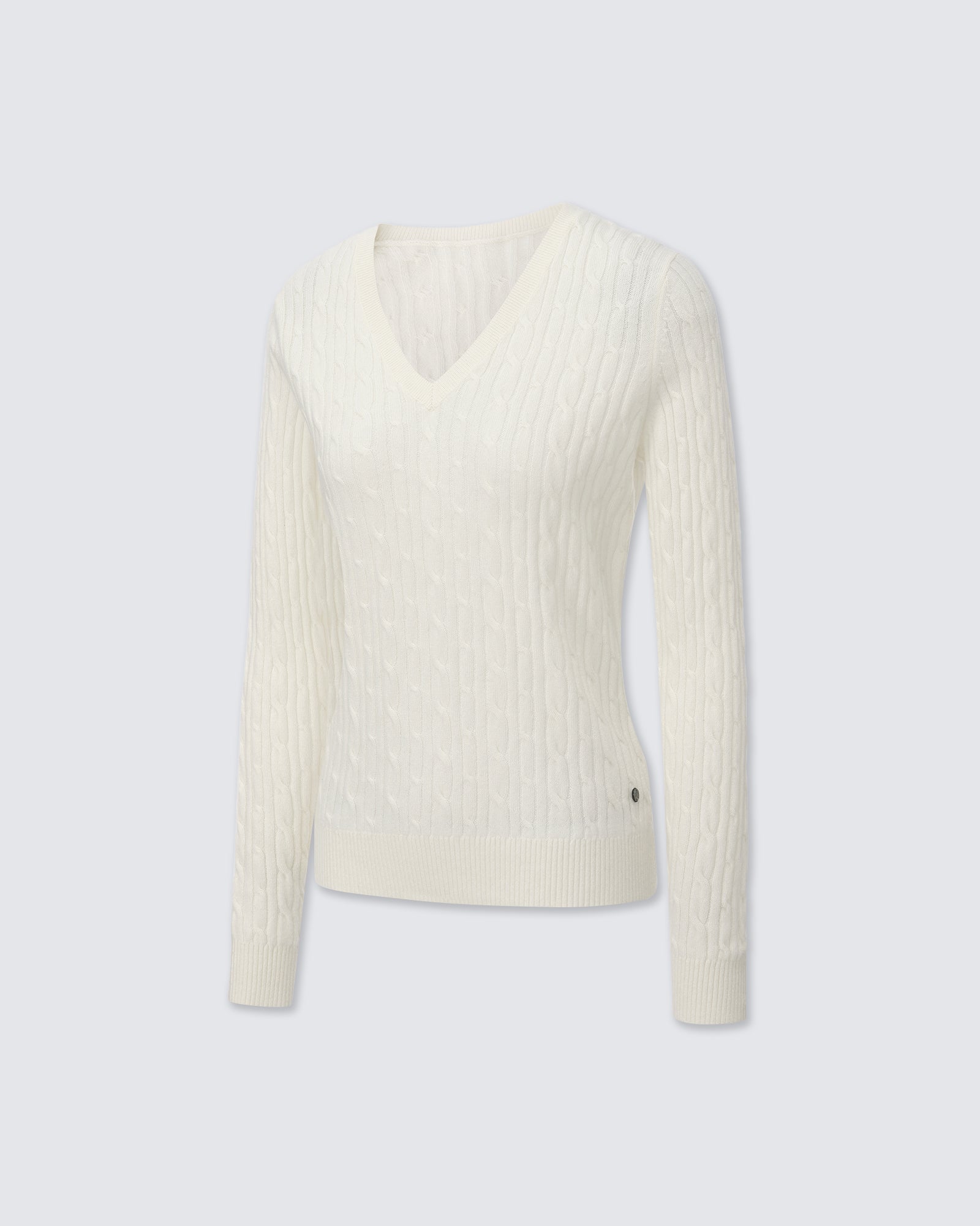 Women's 100% Pure Cashmere Cable Knit V-Neck Sweater