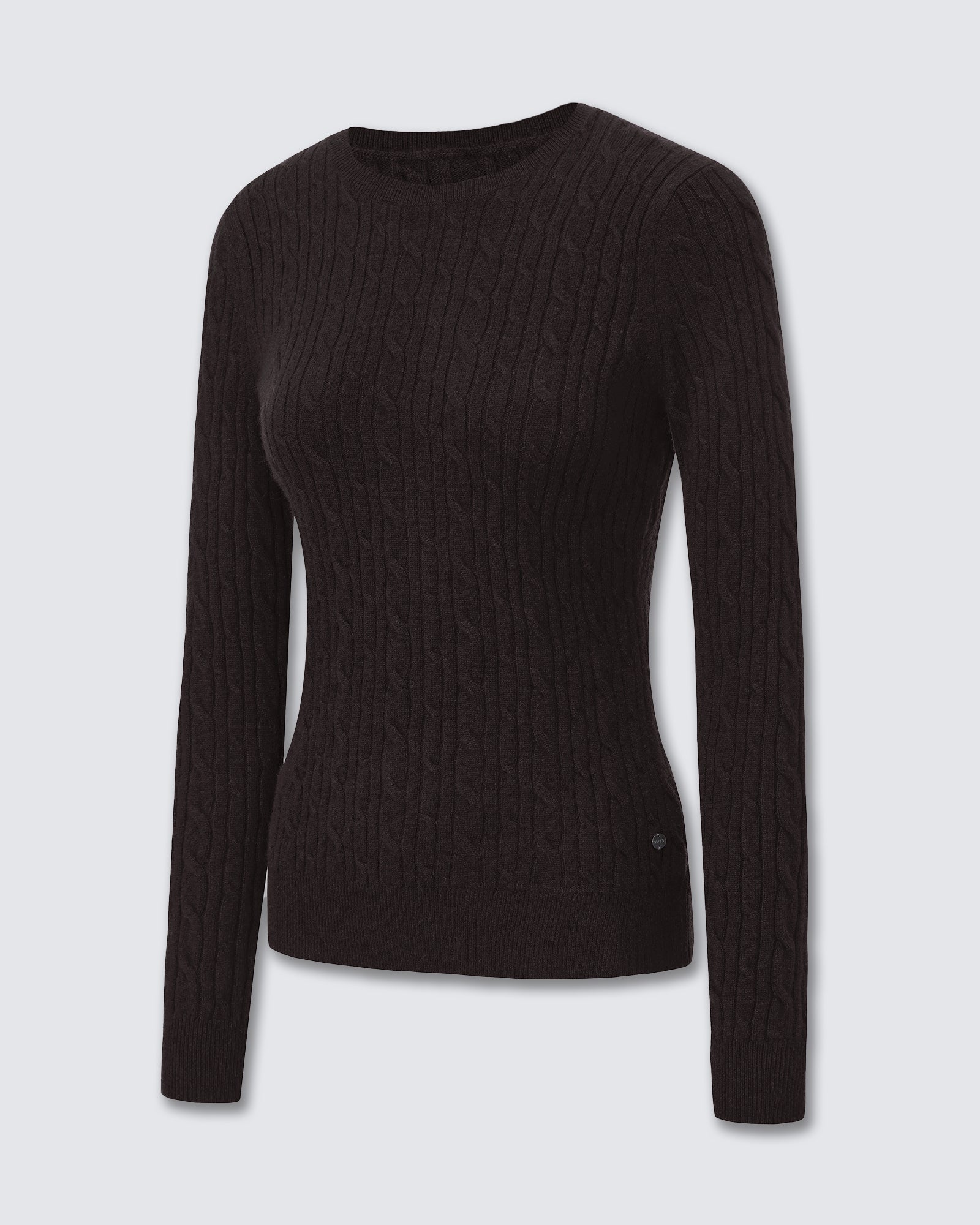 Women's 100% Pure Cashmere Cable Knit Crew Neck Sweater