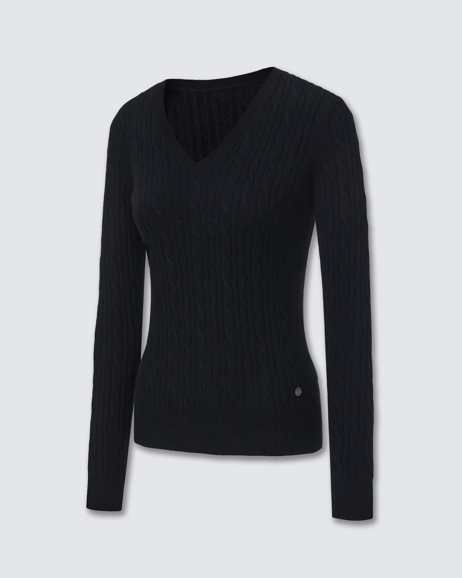 Women's 100% Pure Cashmere Cable Knit V-Neck Sweater
