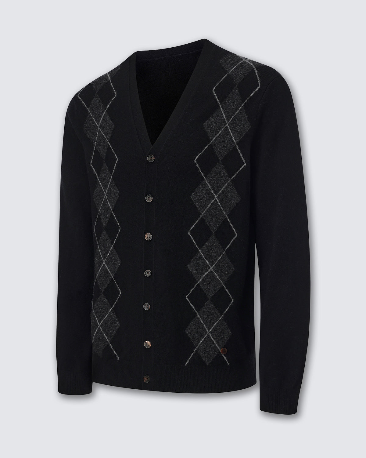 Men's 100% Pure Cashmere Argyle V-Neck Cardigan