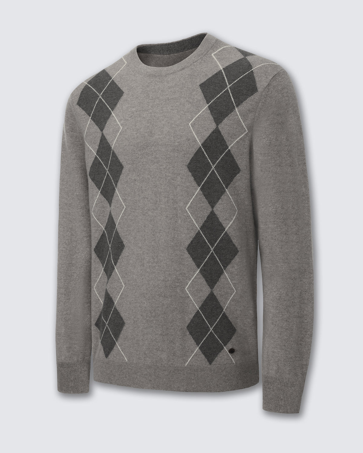 Men's 100% Cashmere Argyle Crew Neck Sweater