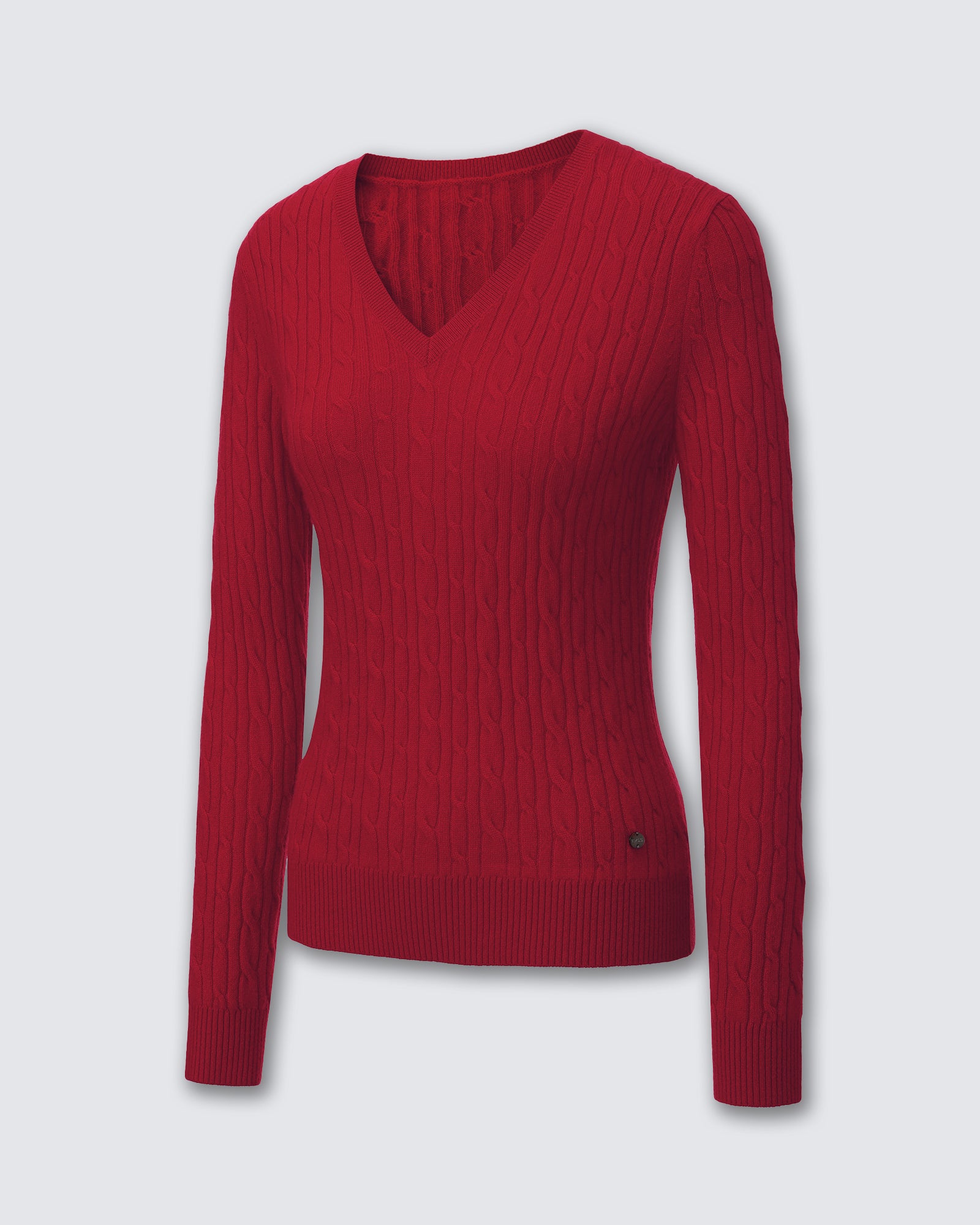 Women's 100% Pure Cashmere Cable Knit V-Neck Sweater