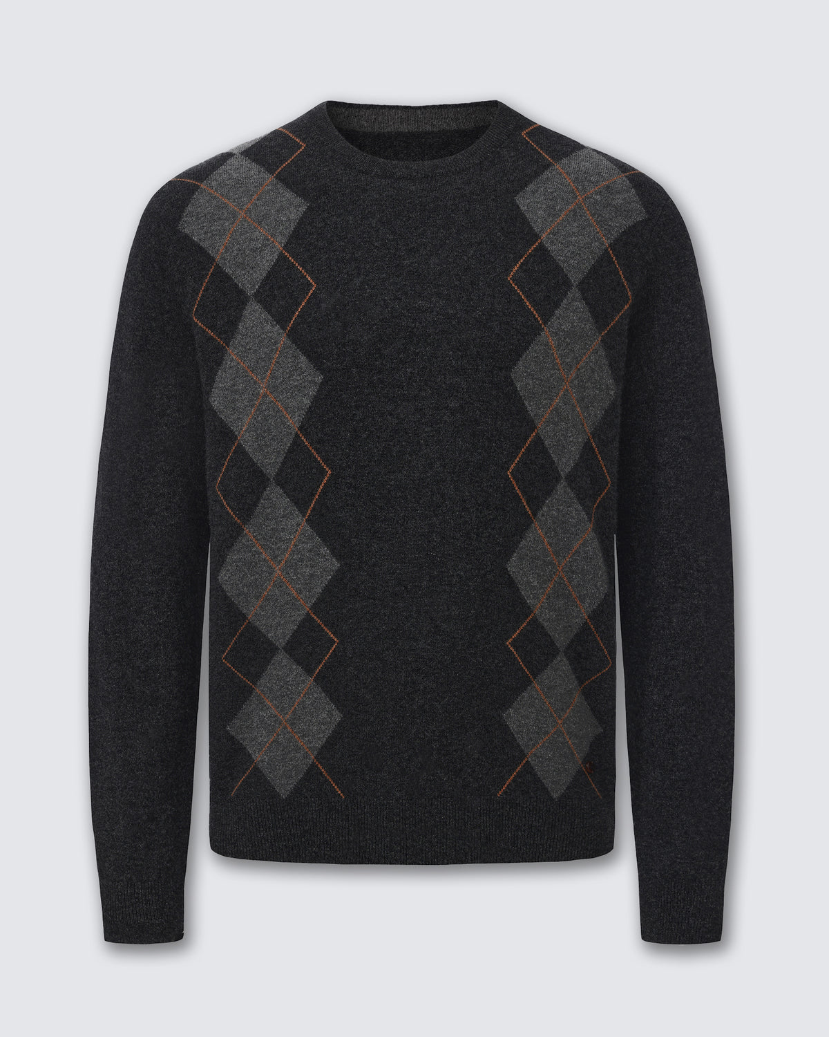 Men's 100% Cashmere Argyle Crew Neck Sweater