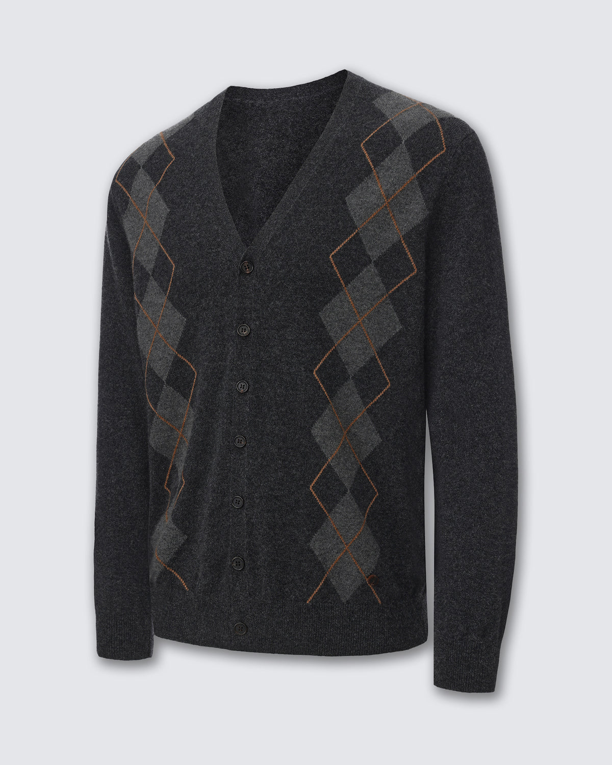 Men's 100% Pure Cashmere Argyle V-Neck Cardigan