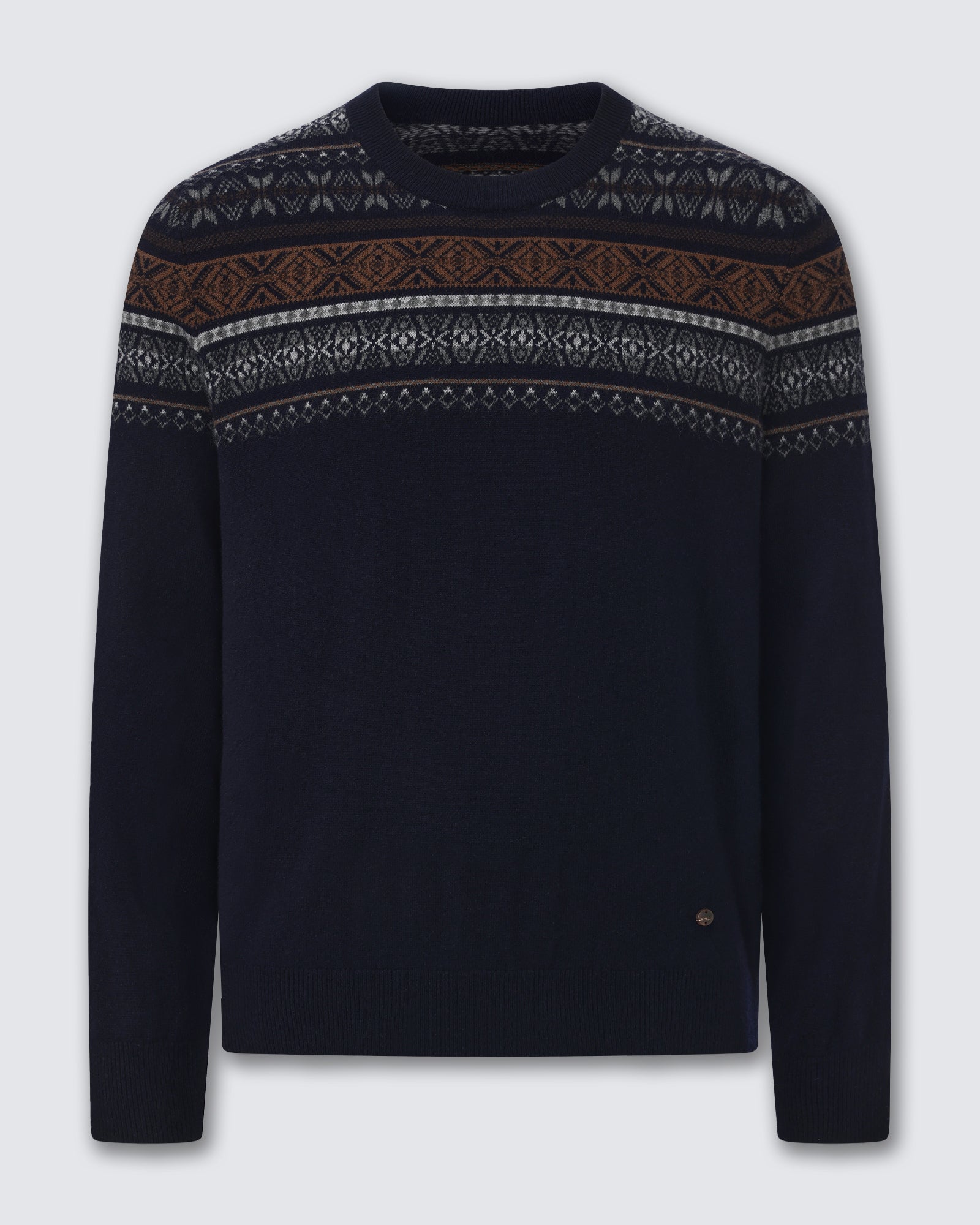Men's 100% Pure Cashmere Fair Isle Crew Neck Sweater