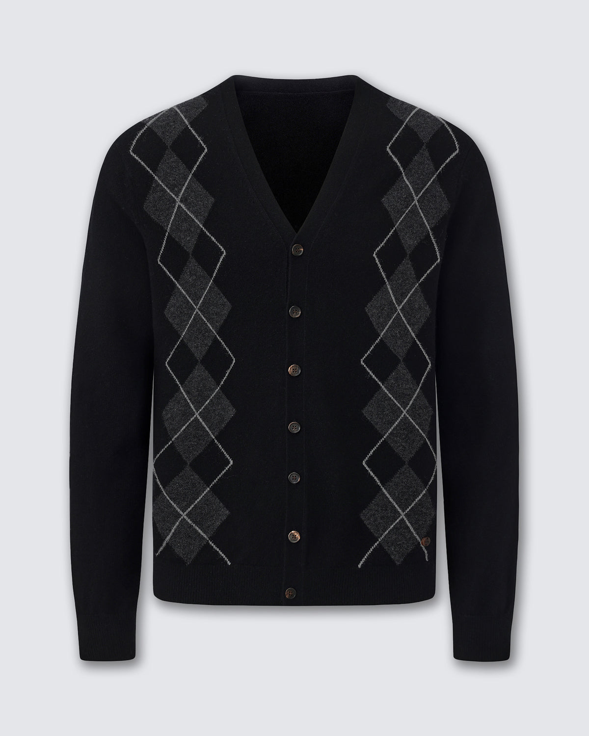 Men's 100% Pure Cashmere Argyle V-Neck Cardigan