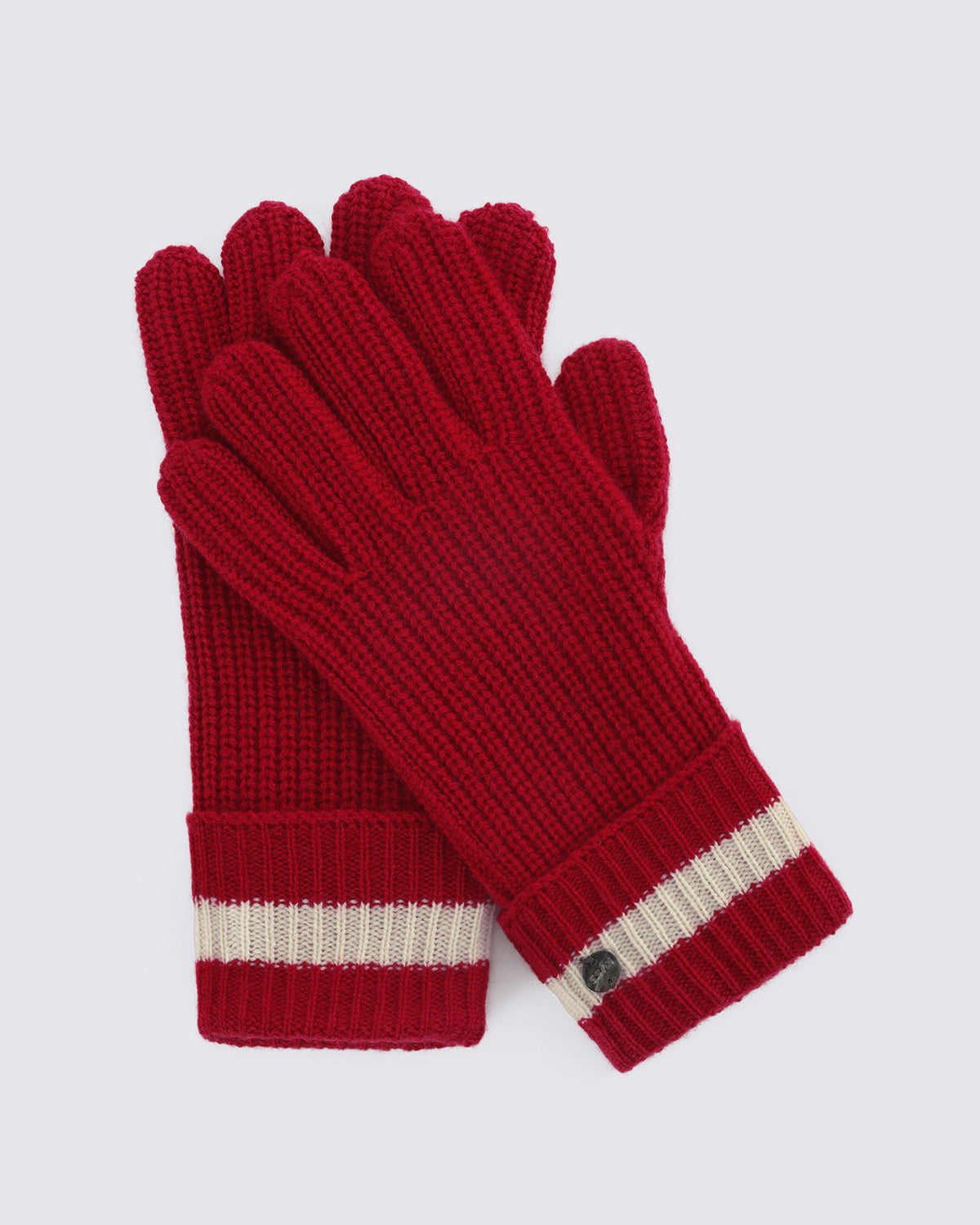 Wool-Cashmere Striped Ribbed Gloves