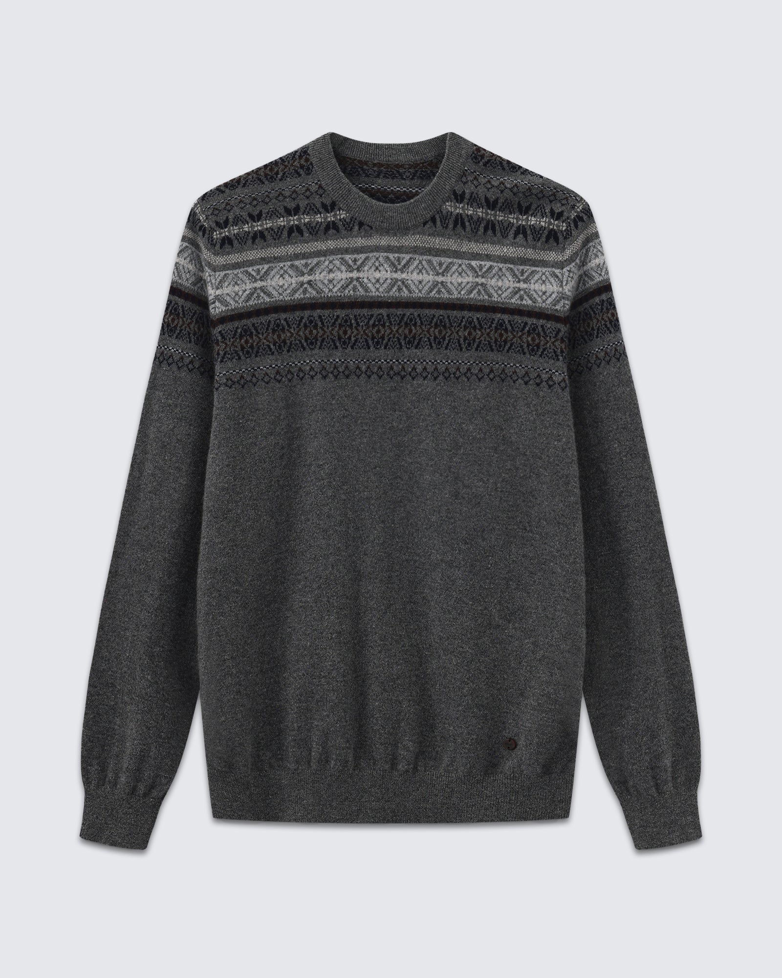 Men's 100% Pure Cashmere Fair Isle Crew Neck Sweater