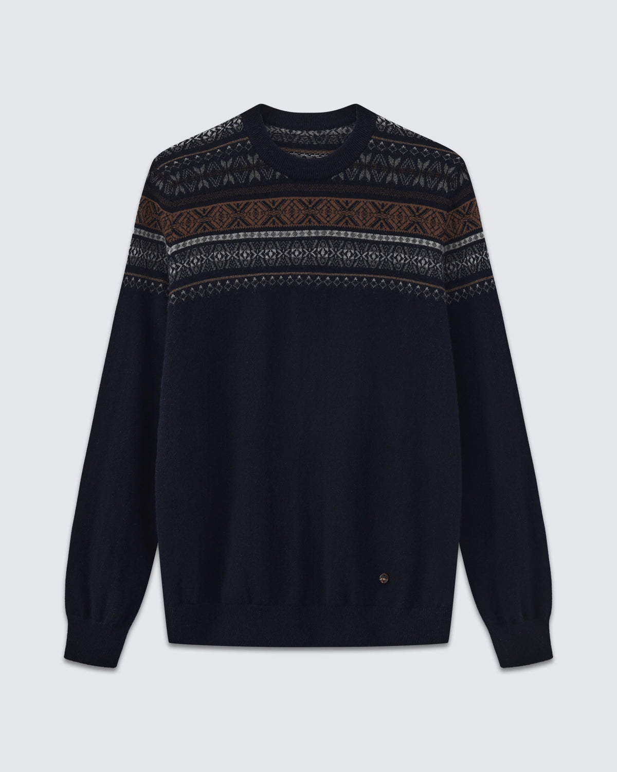 Men's 100% Pure Cashmere Fair Isle Crew Neck Sweater