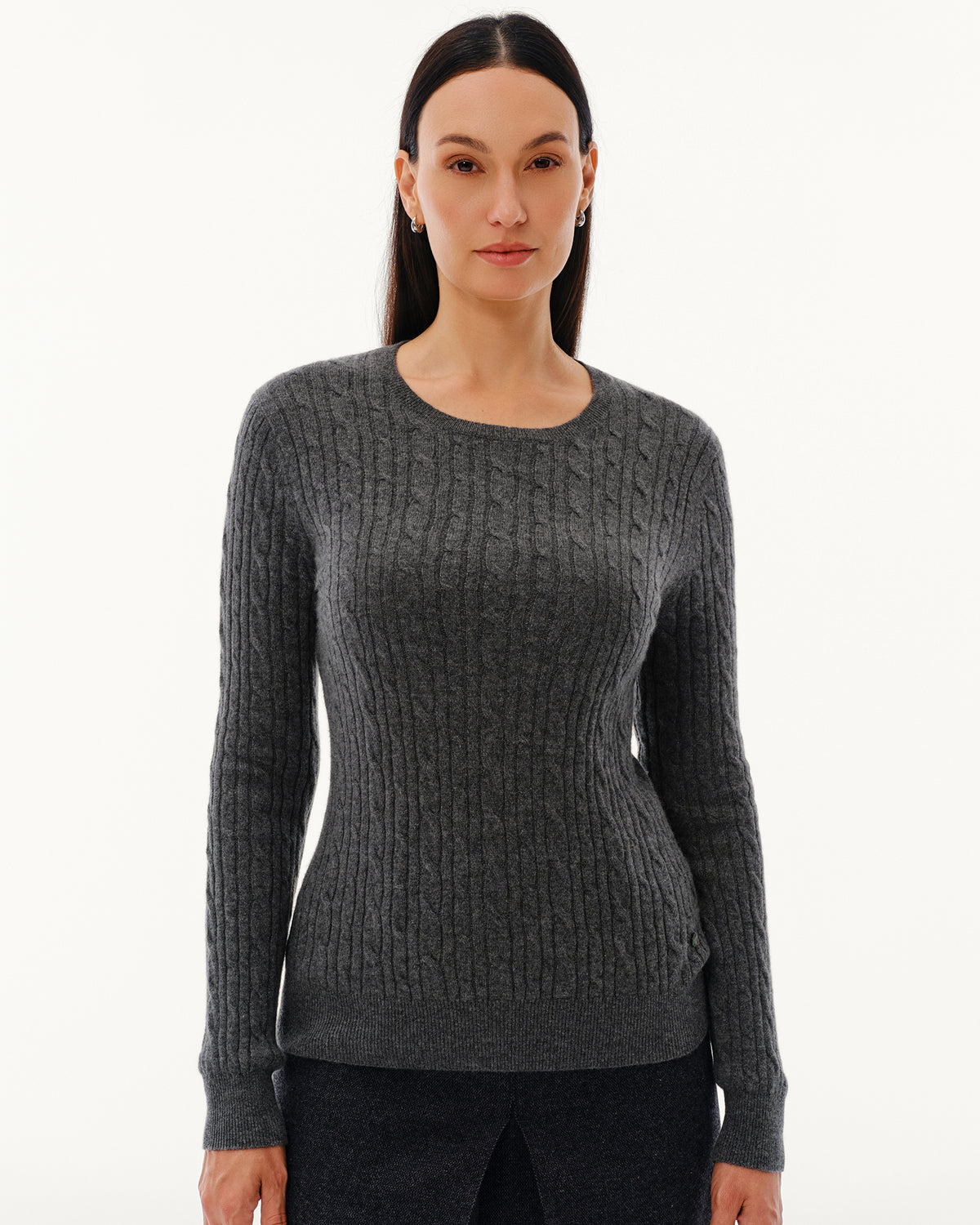 Women's 100% Pure Cashmere Cable Knit Crew Neck Sweater