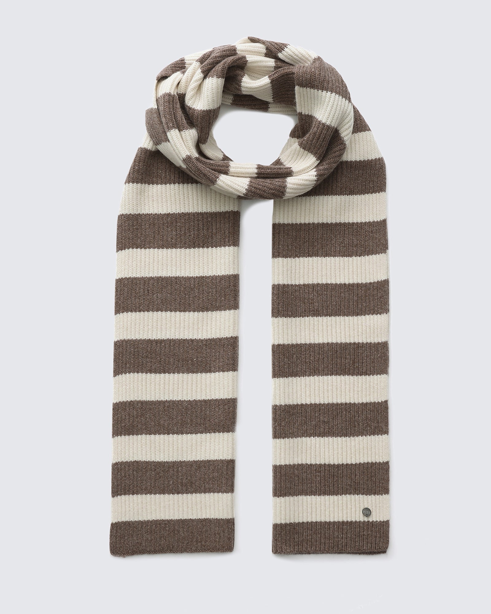 Wool-Cashmere Striped Ribbed Scarf