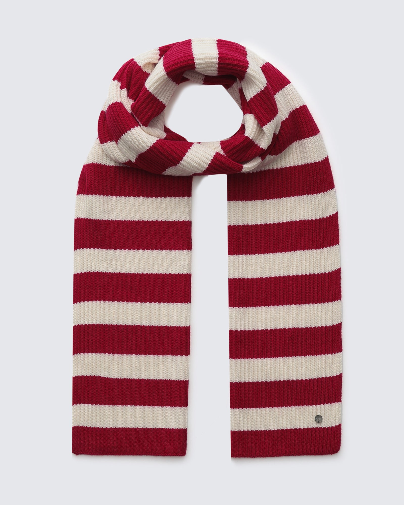 Wool-Cashmere Striped Ribbed Scarf