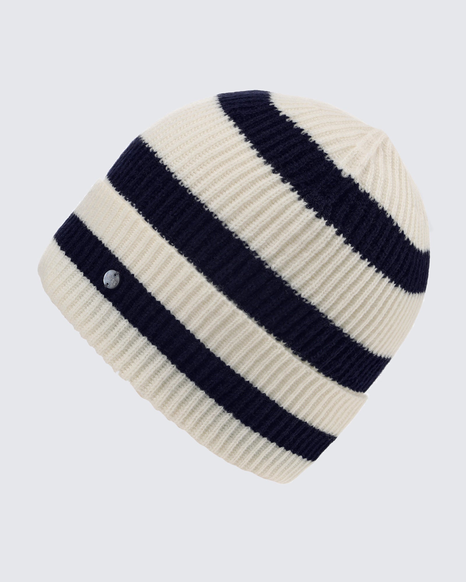 Wool-Cashmere Striped Ribbed Beanie