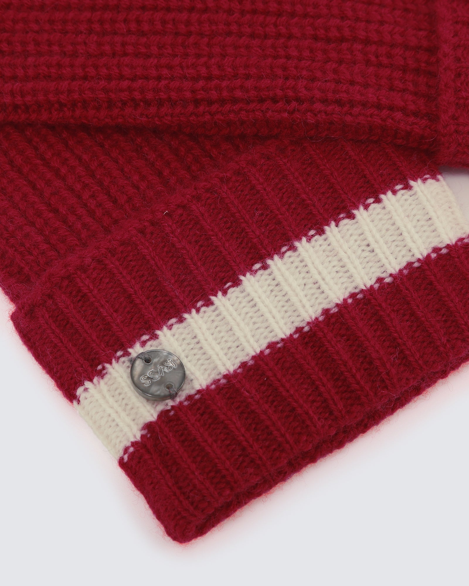 Wool-Cashmere Striped Ribbed Gloves