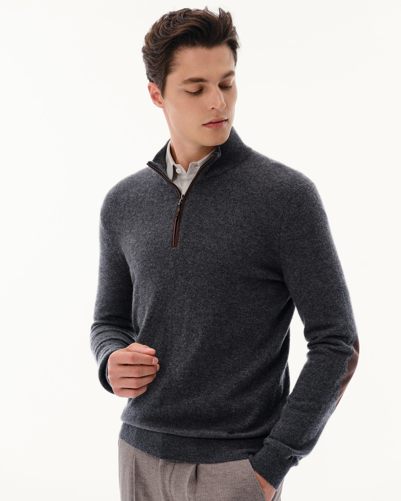 Men's 100% Pure Cashmere Quarter Zip Pullover