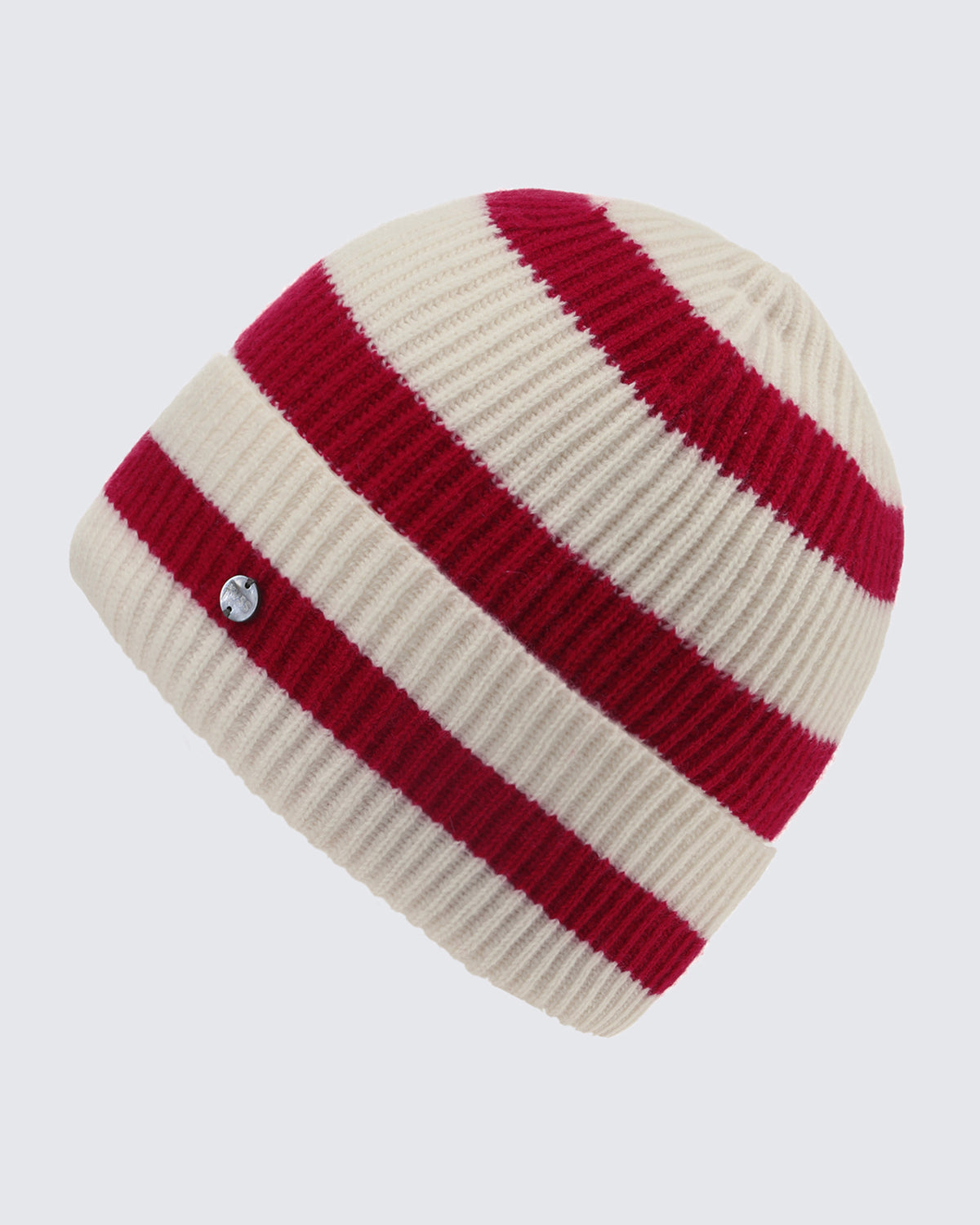 Wool-Cashmere Striped Ribbed Beanie