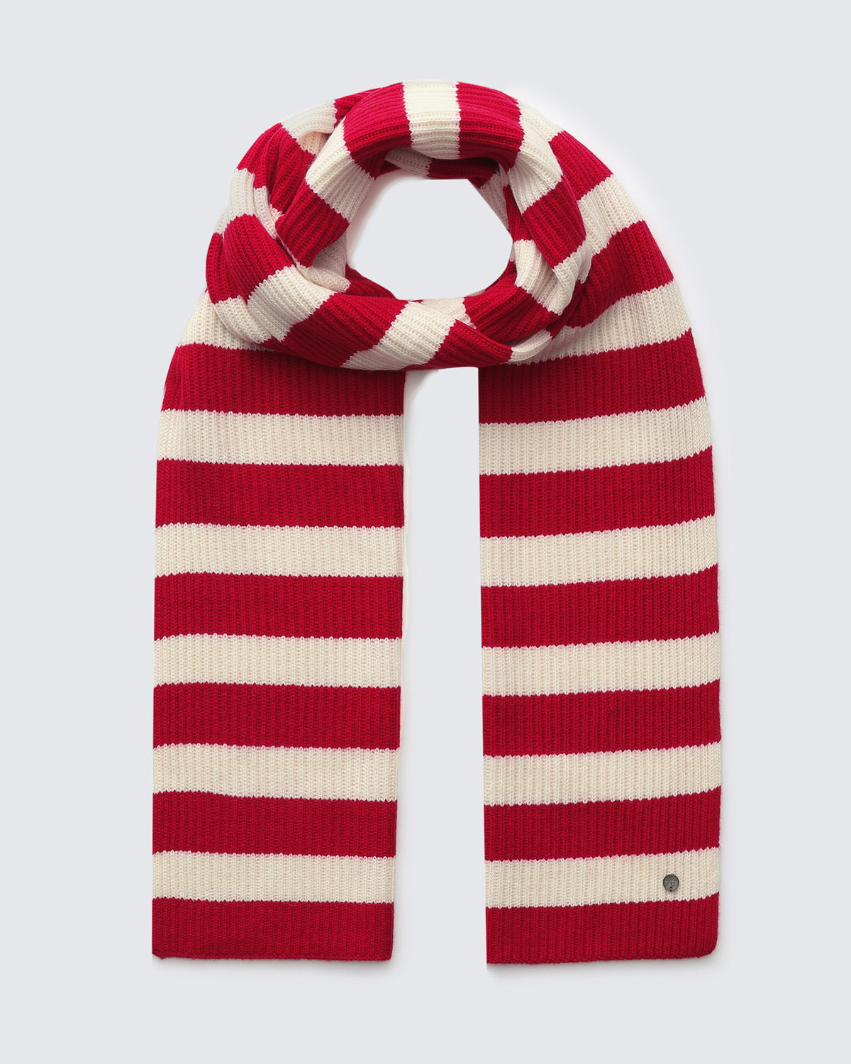 Wool-Cashmere Striped Ribbed Scarf
