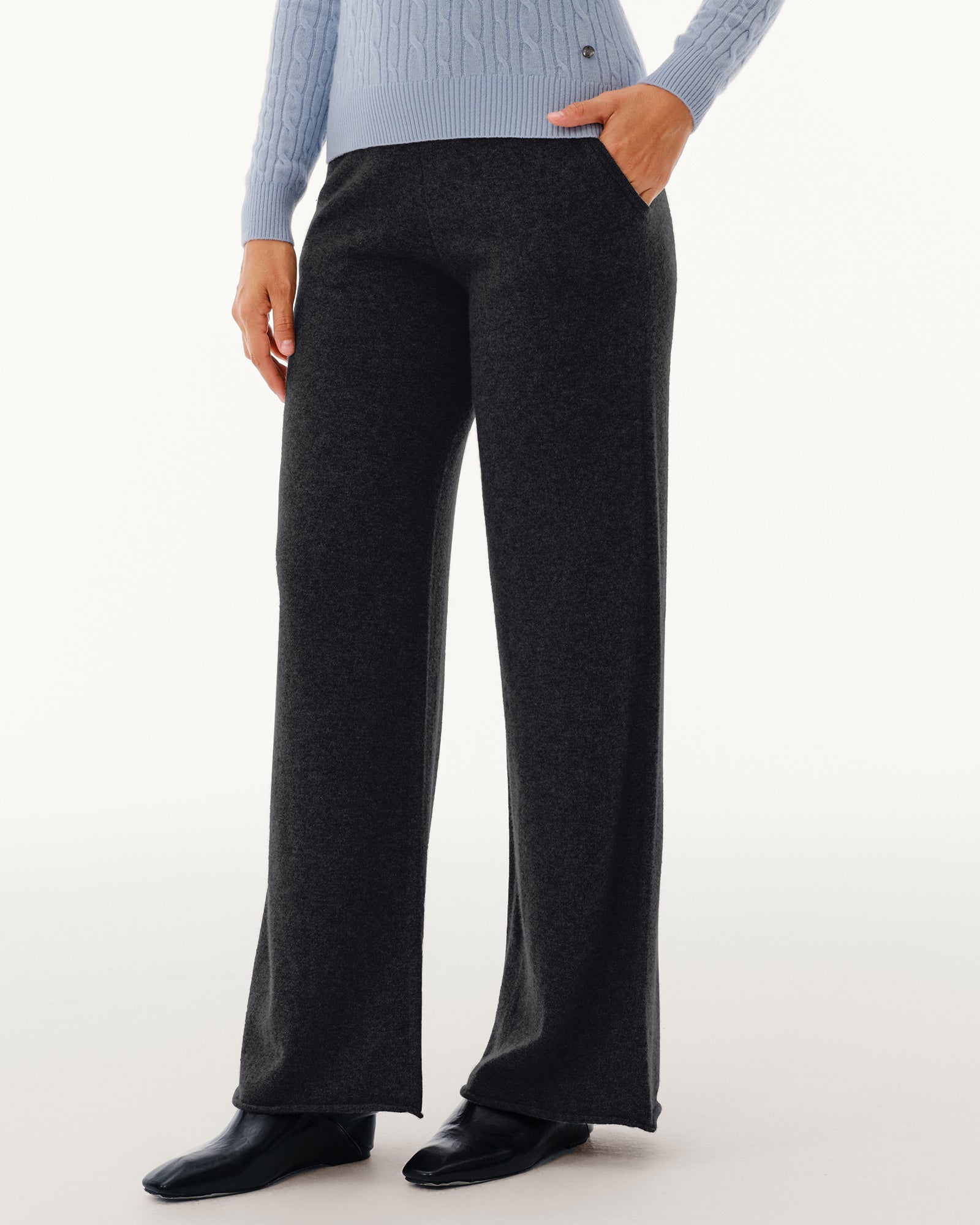 Women's 100% Pure Cashmere Wide-Leg Pants