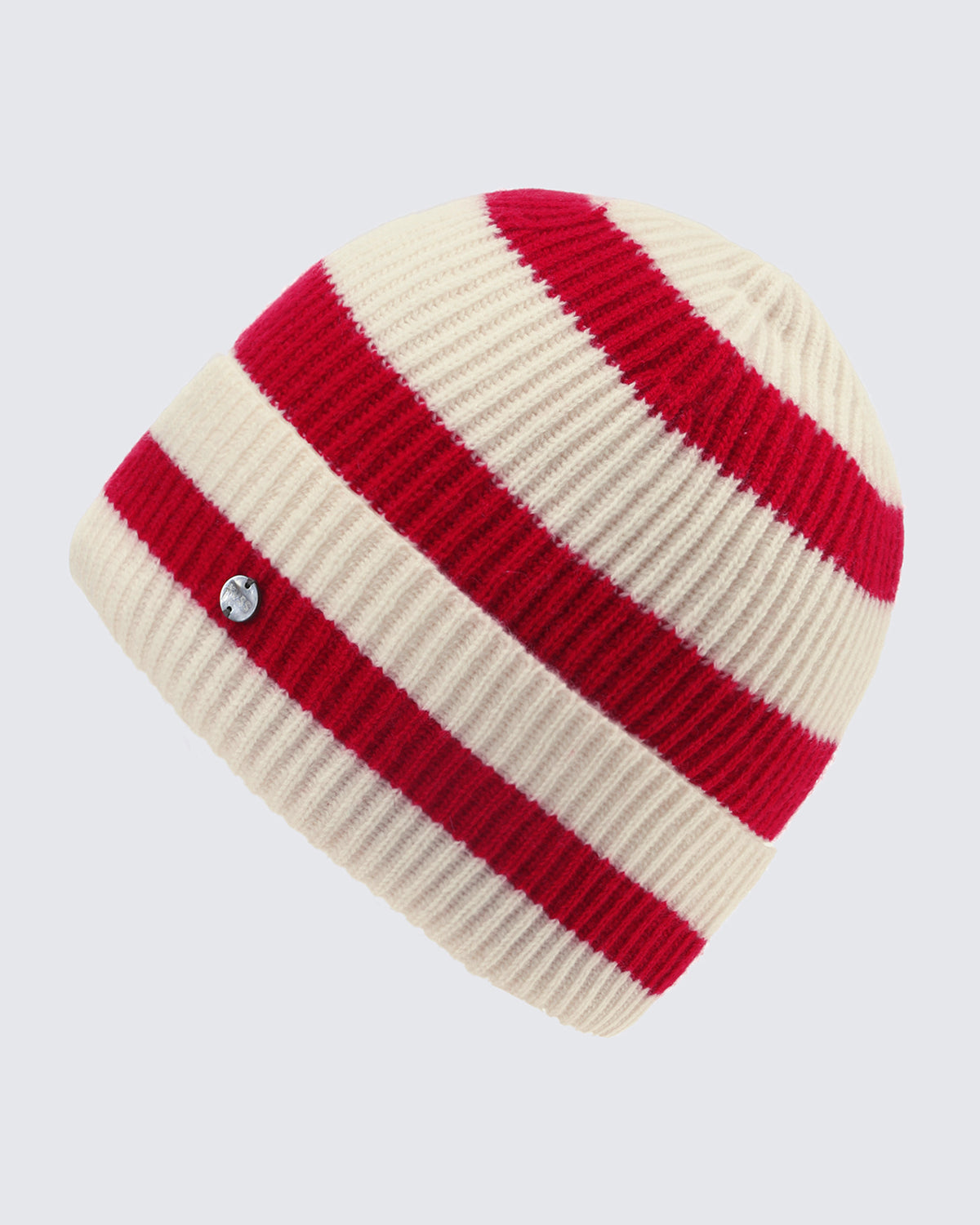 Wool-Cashmere Striped Ribbed Beanie