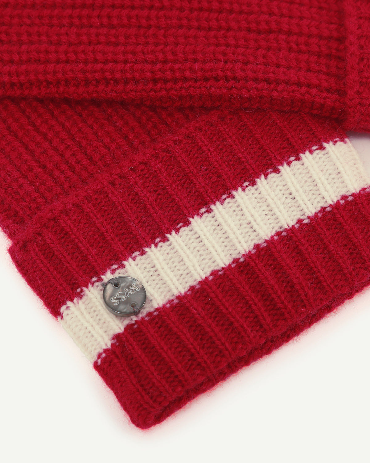 Wool-Cashmere Striped Ribbed Gloves