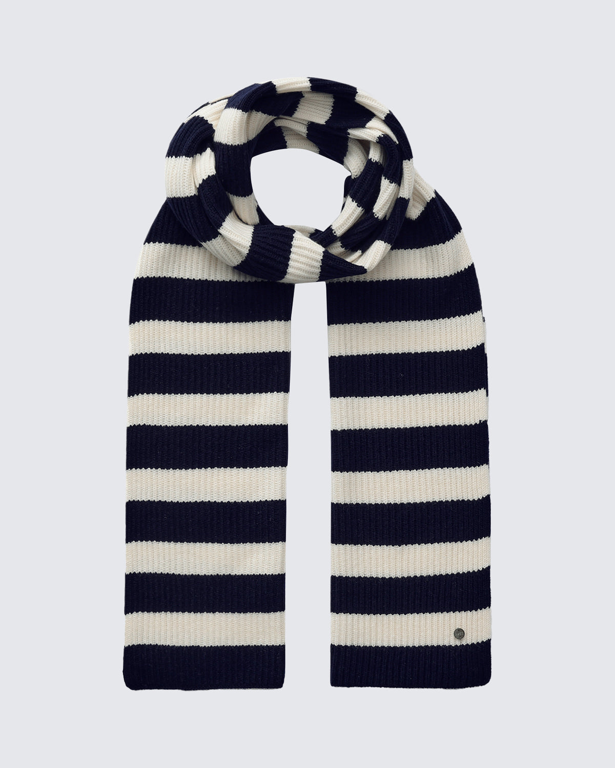 Wool-Cashmere Striped Ribbed Scarf