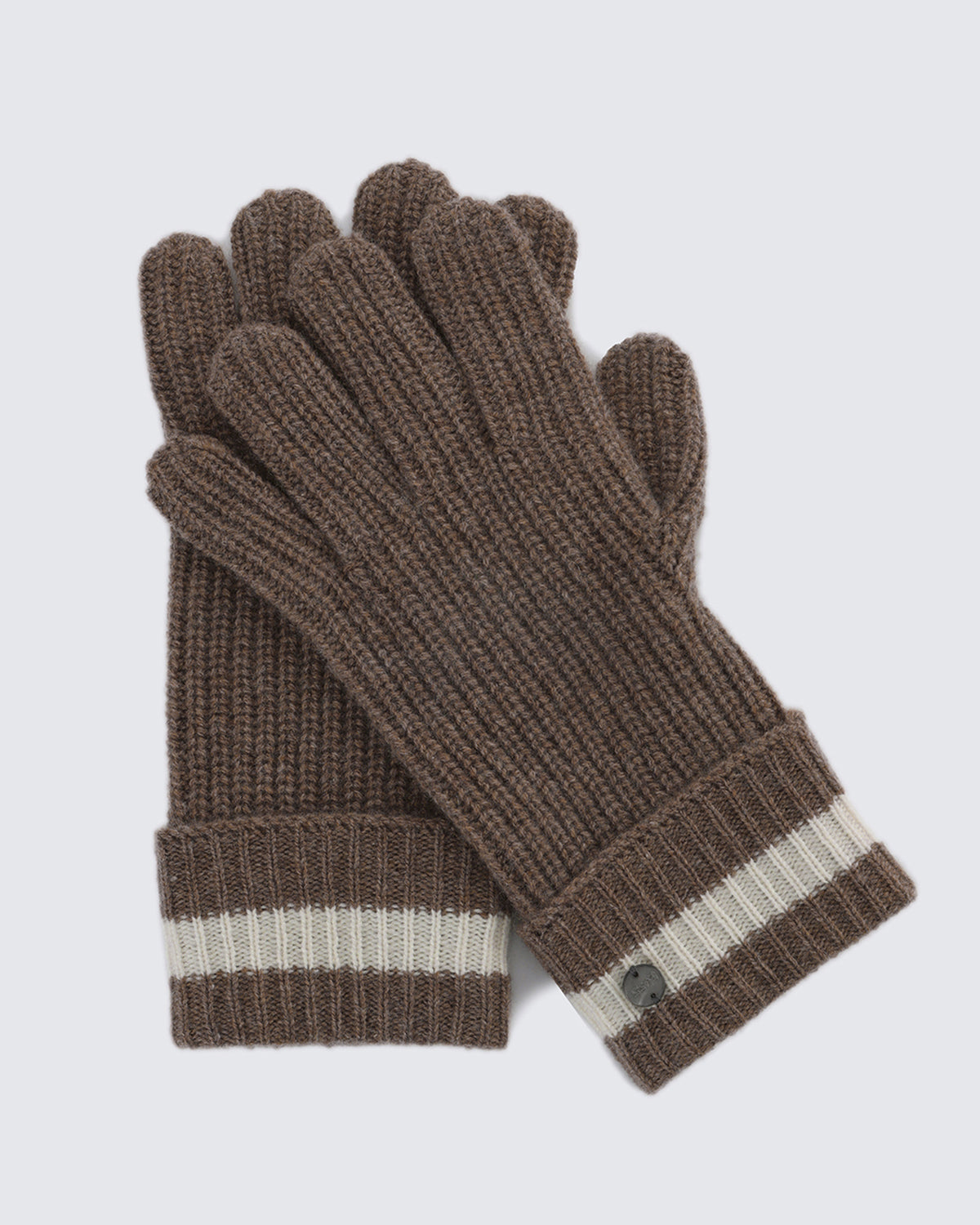 Wool-Cashmere Striped Ribbed Gloves