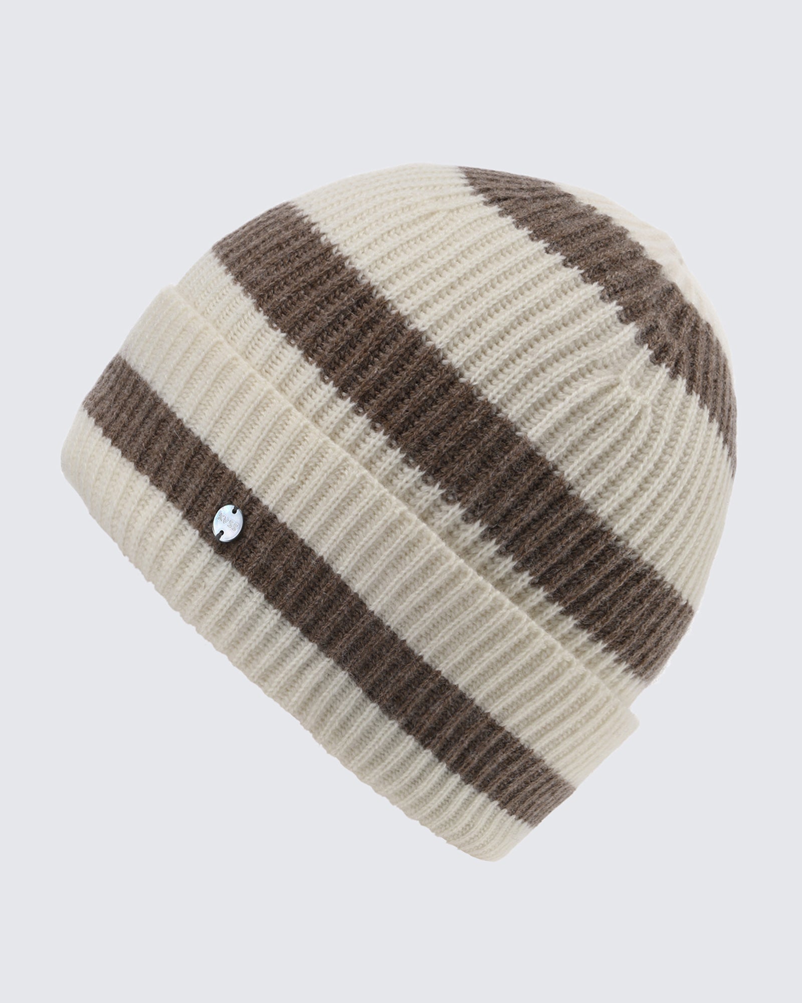 Wool-Cashmere Striped Ribbed Beanie