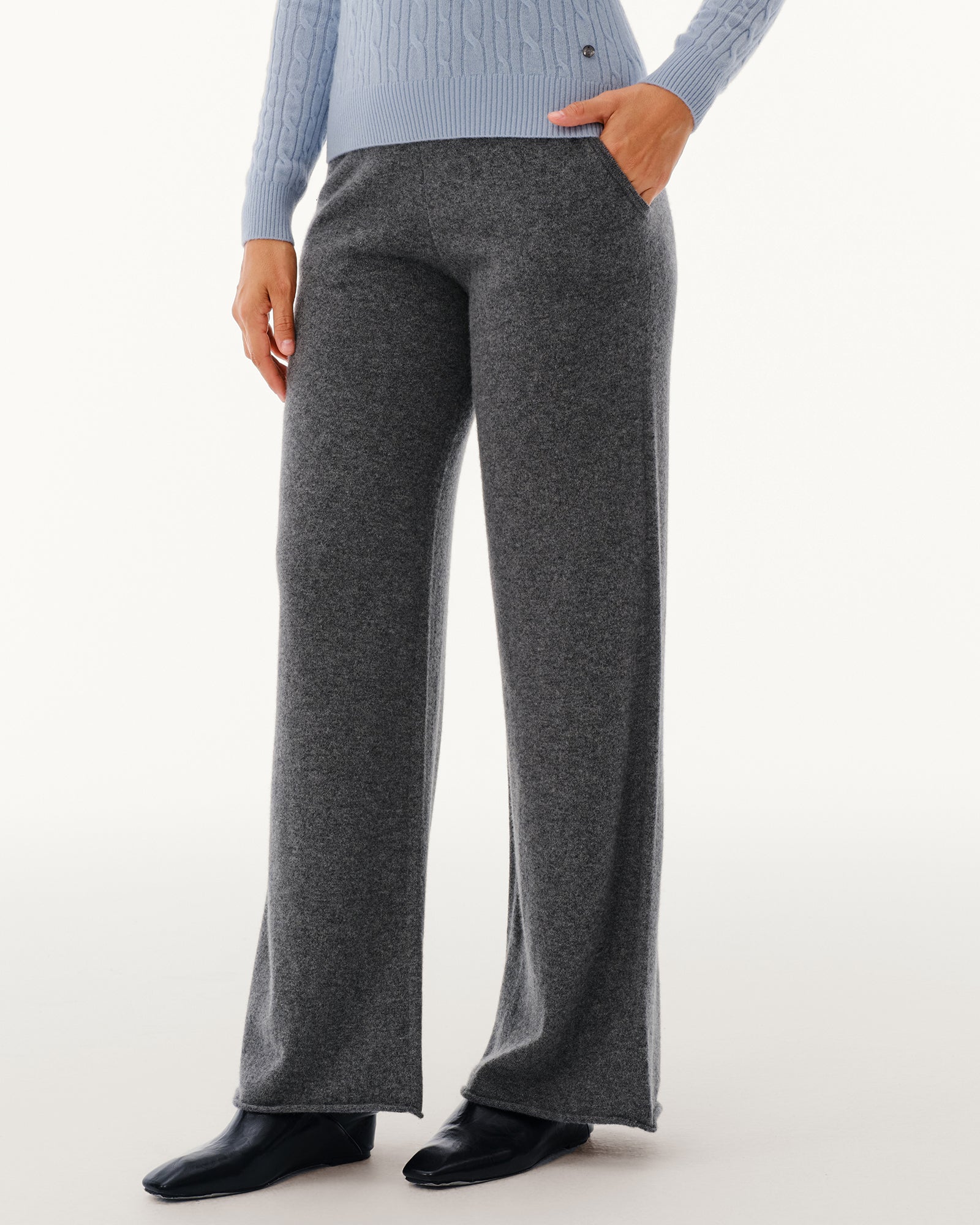 Women's 100% Pure Cashmere Wide-Leg Pants