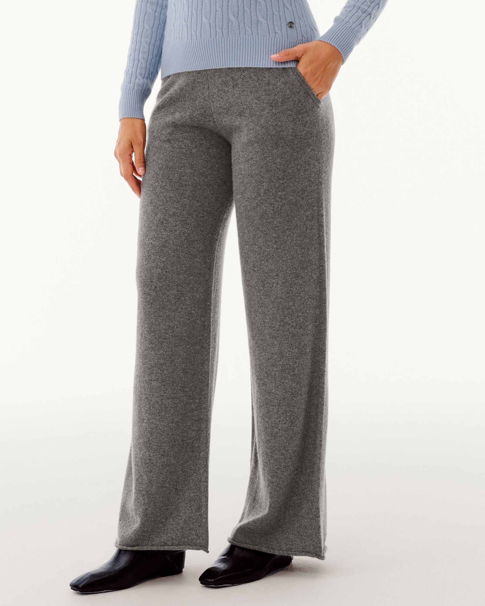 Women's 100% Pure Cashmere Wide-Leg Pants
