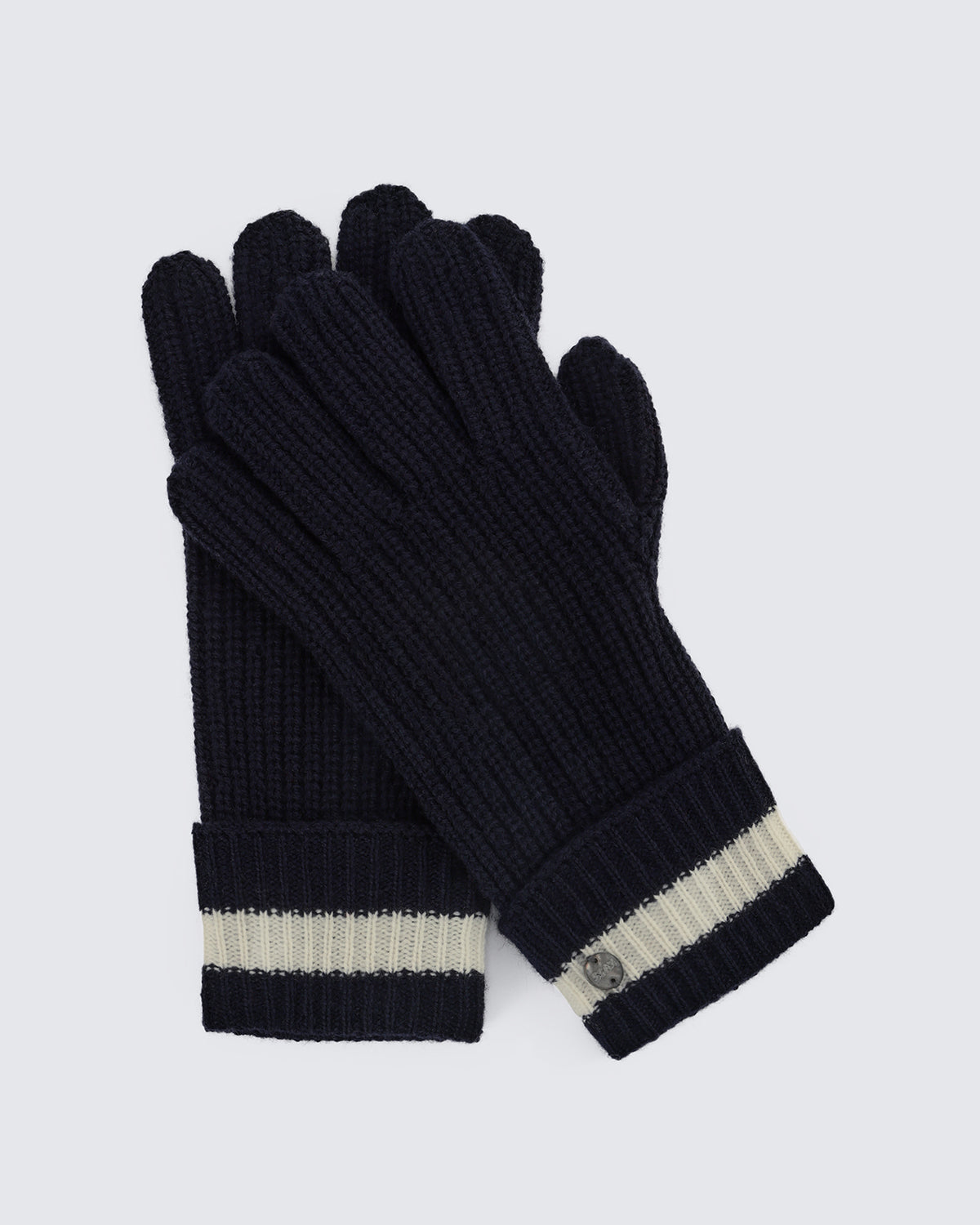 Wool-Cashmere Striped Ribbed Gloves