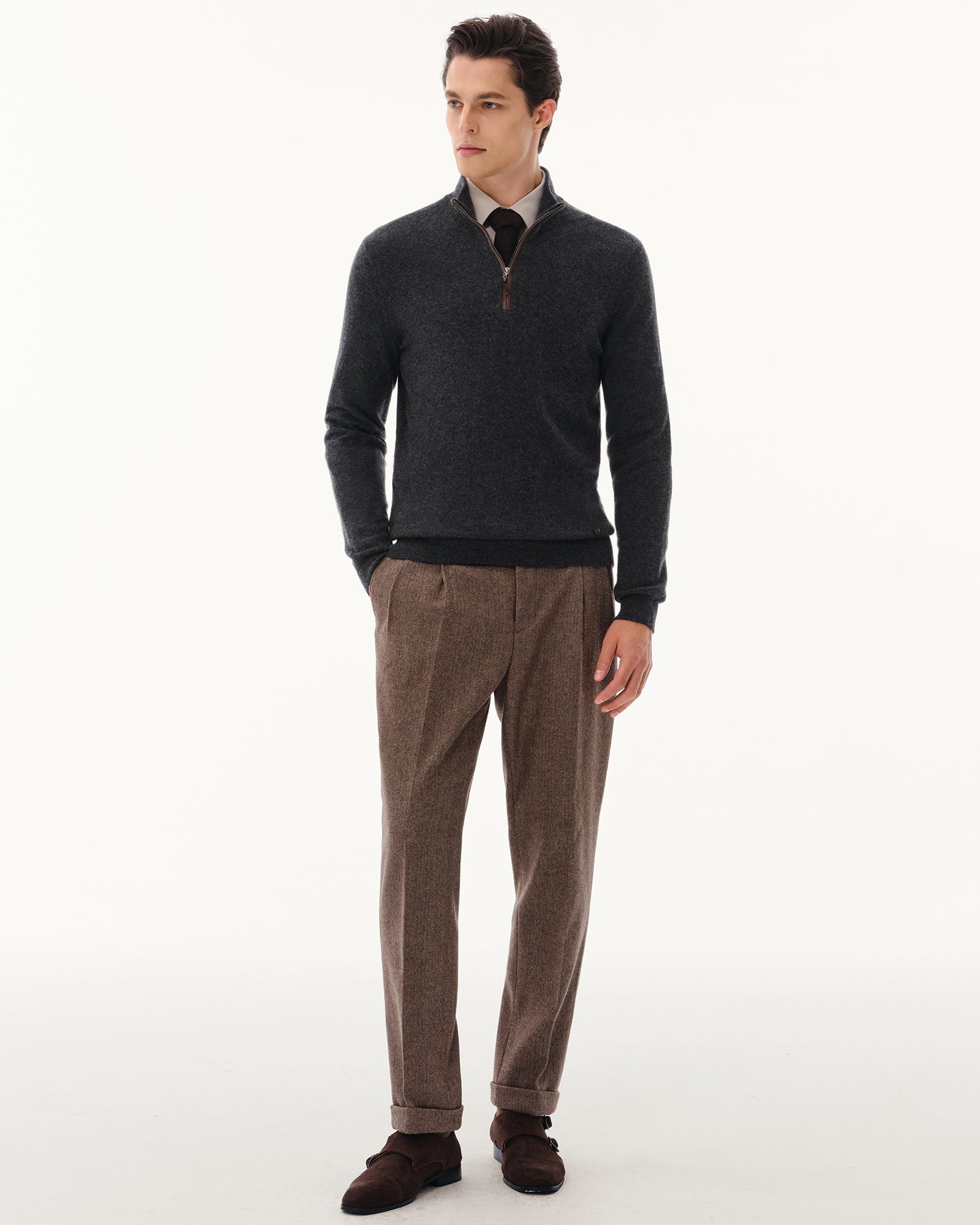 Men's 100% Pure Cashmere Quarter Zip Pullover