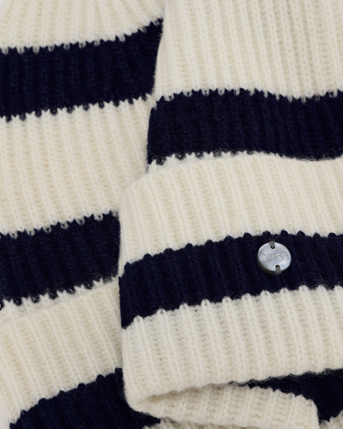Wool-Cashmere Striped Ribbed Beanie