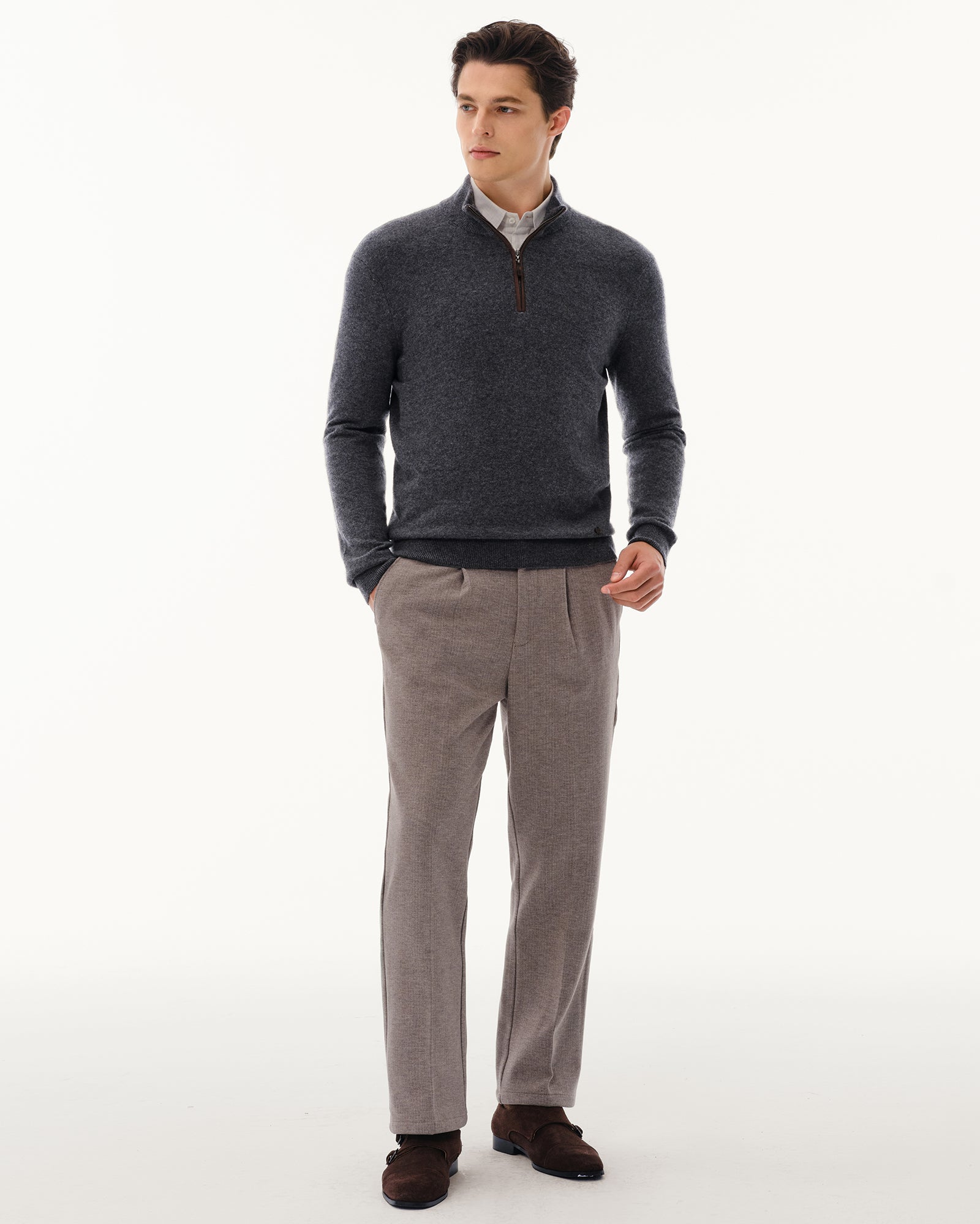 Men's 100% Pure Cashmere Quarter Zip Pullover