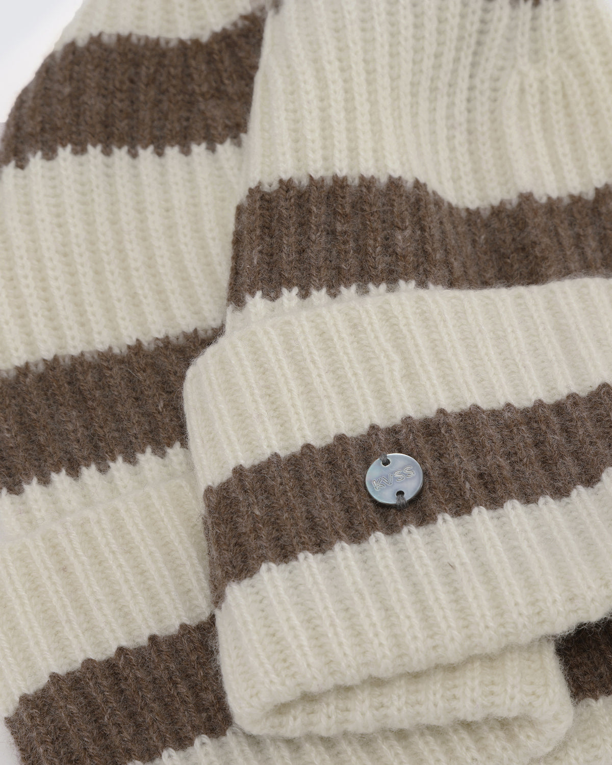 Wool-Cashmere Striped Ribbed Beanie