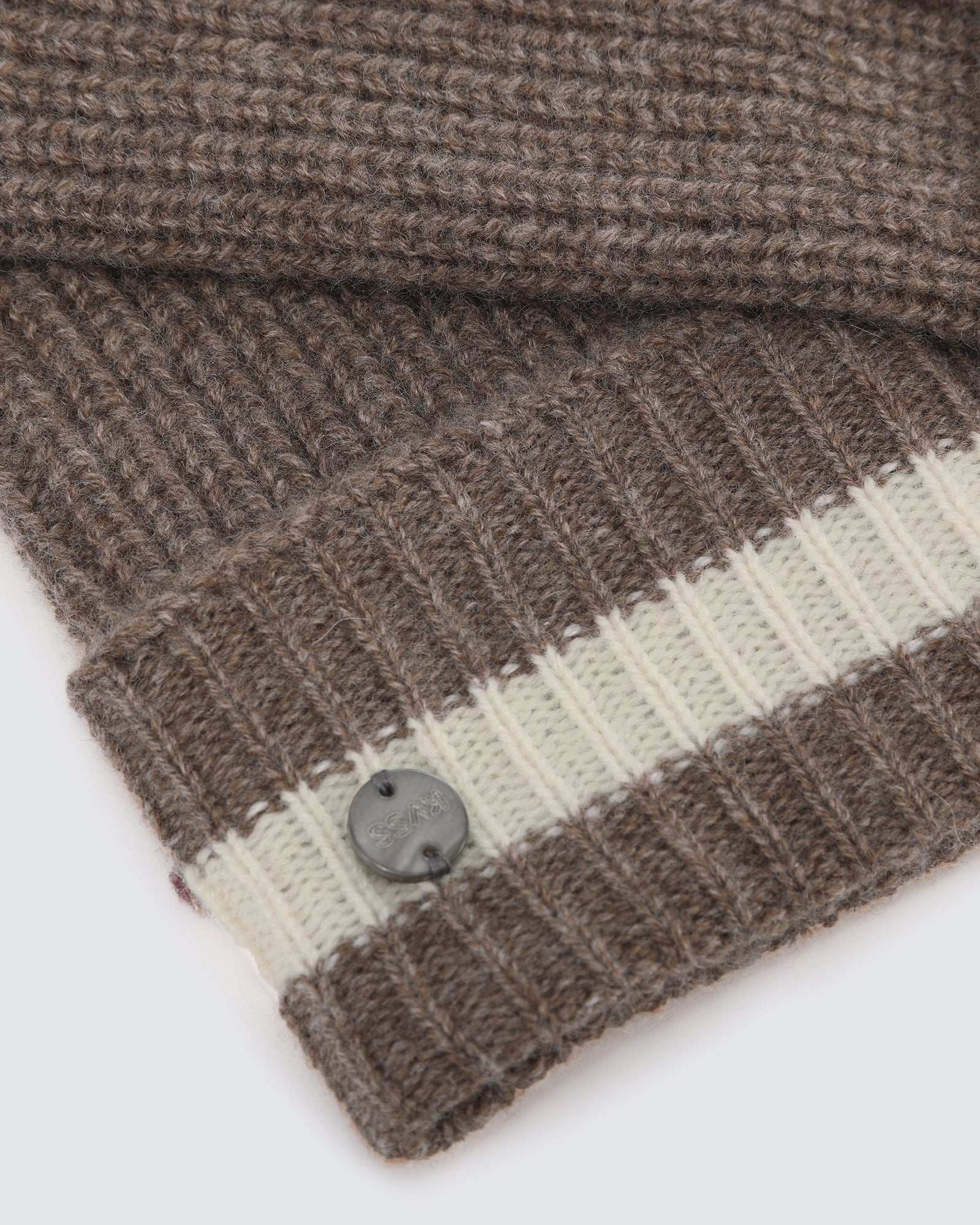 Wool-Cashmere Striped Ribbed Gloves
