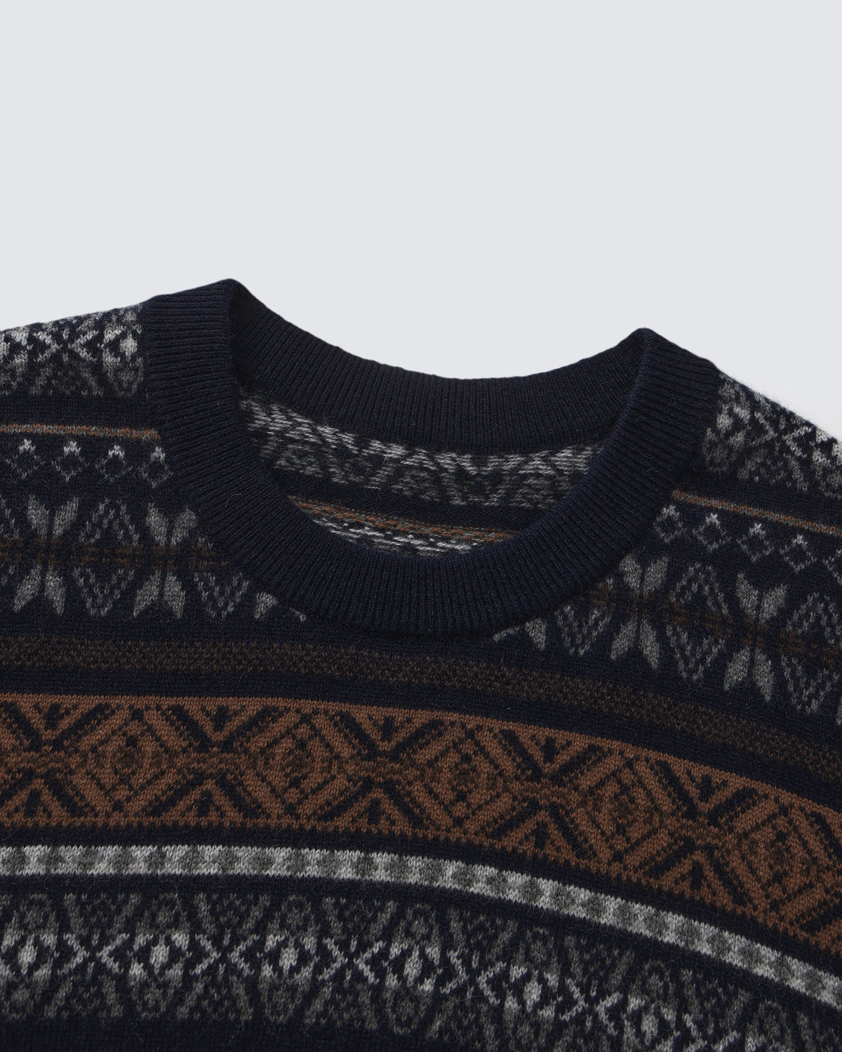 Men's 100% Pure Cashmere Fair Isle Crew Neck Sweater