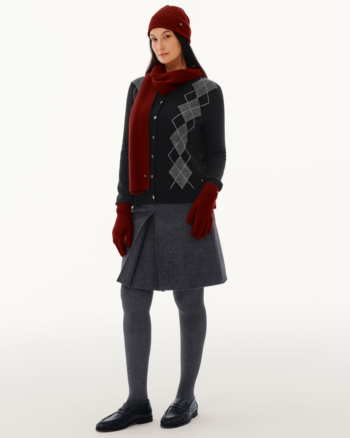 100% Pure Cashmere Ribbed Hat, Scarf &amp; Gloves Set