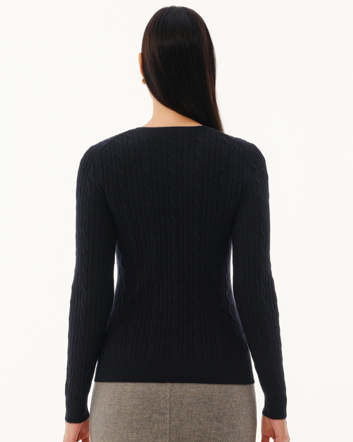 Women's 100% Pure Cashmere Cable Knit Crew Neck Sweater